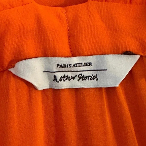 New & OTHER STORIES Orange Sleeveless Cross Front Halter Tie Midi Dress Size 12 - Picture 7 of 13